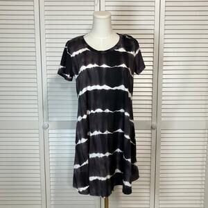 NWT Acting Pro Boho Whimsigoth Blue White Tie-dye Mini T-Shirt Dress L